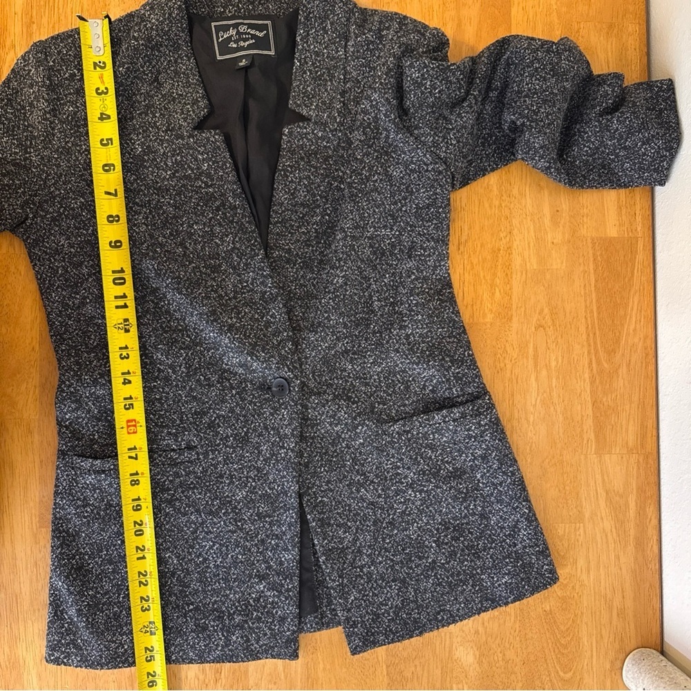 Lucky Brand Women's S White Black One Button Blazer Jacket - Picture 6 of 7